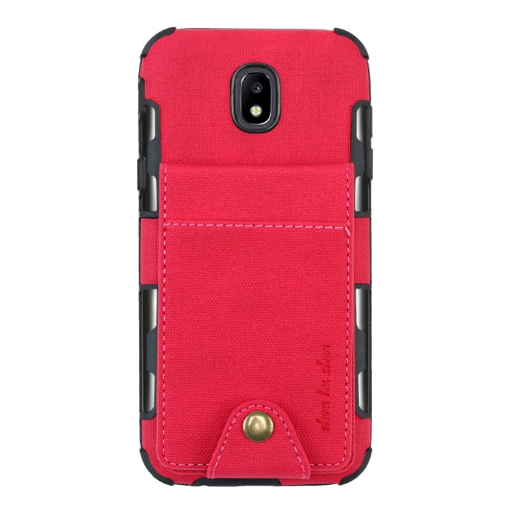 For Galaxy J5 (2017) Cloth Texture + TPU Shockproof Protective Case with Vertical Flip Card Slots