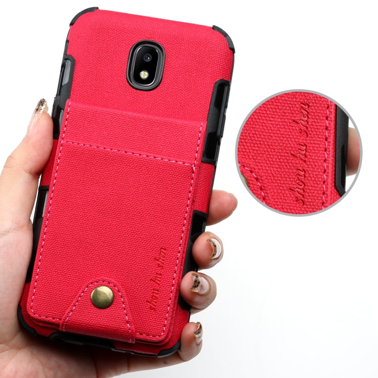 For Galaxy J5 (2017) Cloth Texture + TPU Shockproof Protective Case with Vertical Flip Card Slots