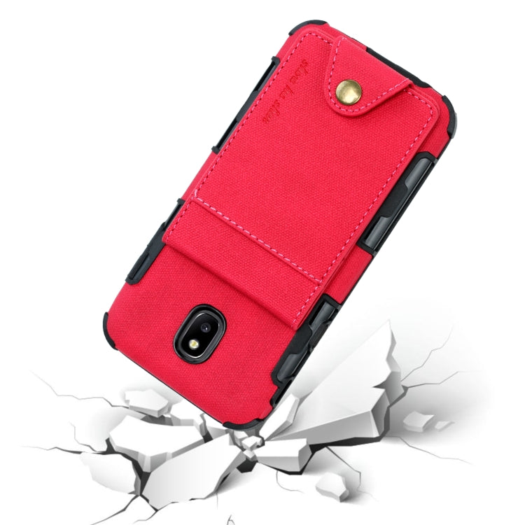 For Galaxy J5 (2017) Cloth Texture + TPU Shockproof Protective Case with Vertical Flip Card Slots