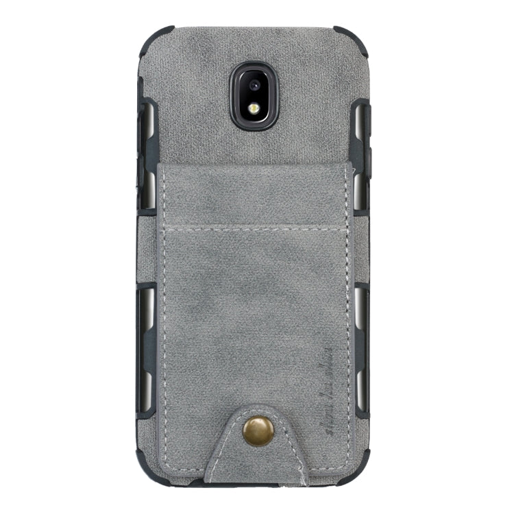 For Galaxy J5 (2017) Cloth Texture + TPU Shockproof Protective Case with Vertical Flip Card Slots