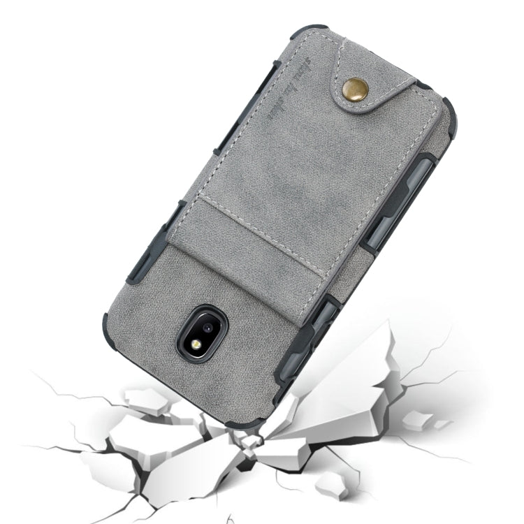 For Galaxy J5 (2017) Cloth Texture + TPU Shockproof Protective Case with Vertical Flip Card Slots