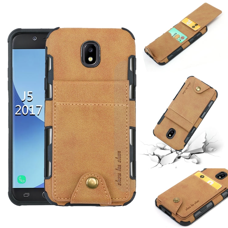 For Galaxy J5 (2017) Cloth Texture + TPU Shockproof Protective Case with Vertical Flip Card Slots
