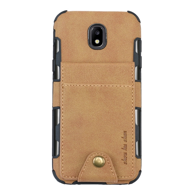 For Galaxy J5 (2017) Cloth Texture + TPU Shockproof Protective Case with Vertical Flip Card Slots