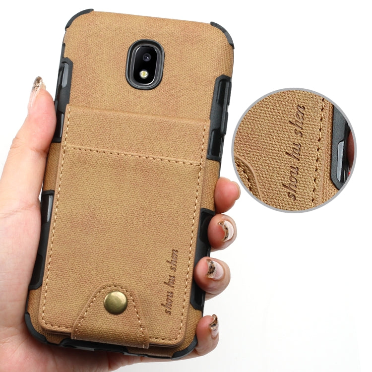 For Galaxy J5 (2017) Cloth Texture + TPU Shockproof Protective Case with Vertical Flip Card Slots