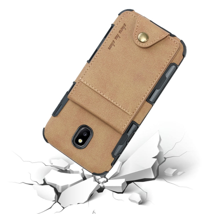 For Galaxy J5 (2017) Cloth Texture + TPU Shockproof Protective Case with Vertical Flip Card Slots