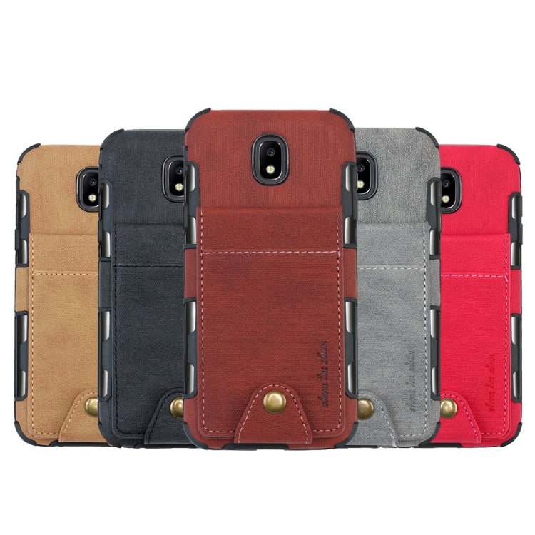For Galaxy J5 (2017) Cloth Texture + TPU Shockproof Protective Case with Vertical Flip Card Slots