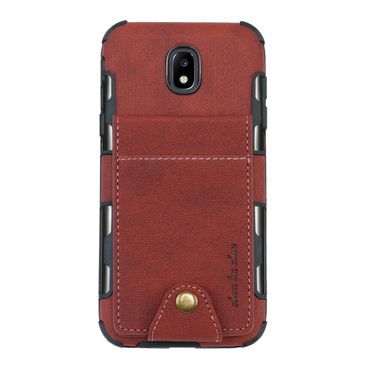 For Galaxy J5 (2017) Cloth Texture + TPU Shockproof Protective Case with Vertical Flip Card Slots