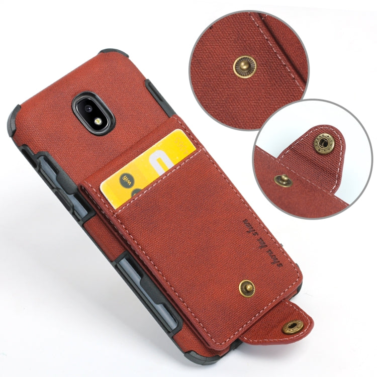 For Galaxy J5 (2017) Cloth Texture + TPU Shockproof Protective Case with Vertical Flip Card Slots