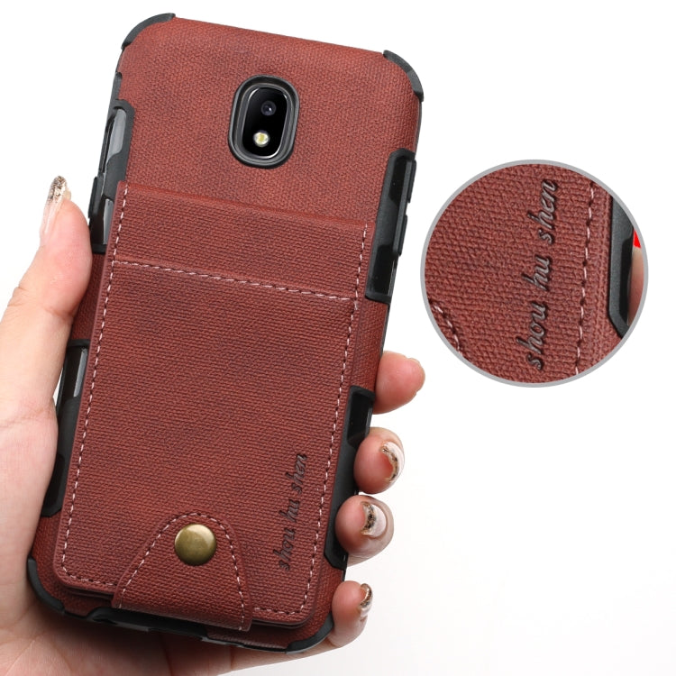 For Galaxy J5 (2017) Cloth Texture + TPU Shockproof Protective Case with Vertical Flip Card Slots