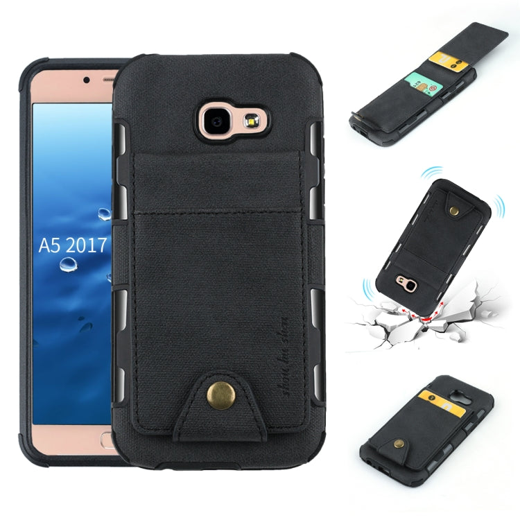 For Galaxy A5 (2017) Cloth Texture + TPU Shockproof Protective Case with Vertical Flip Card Slots