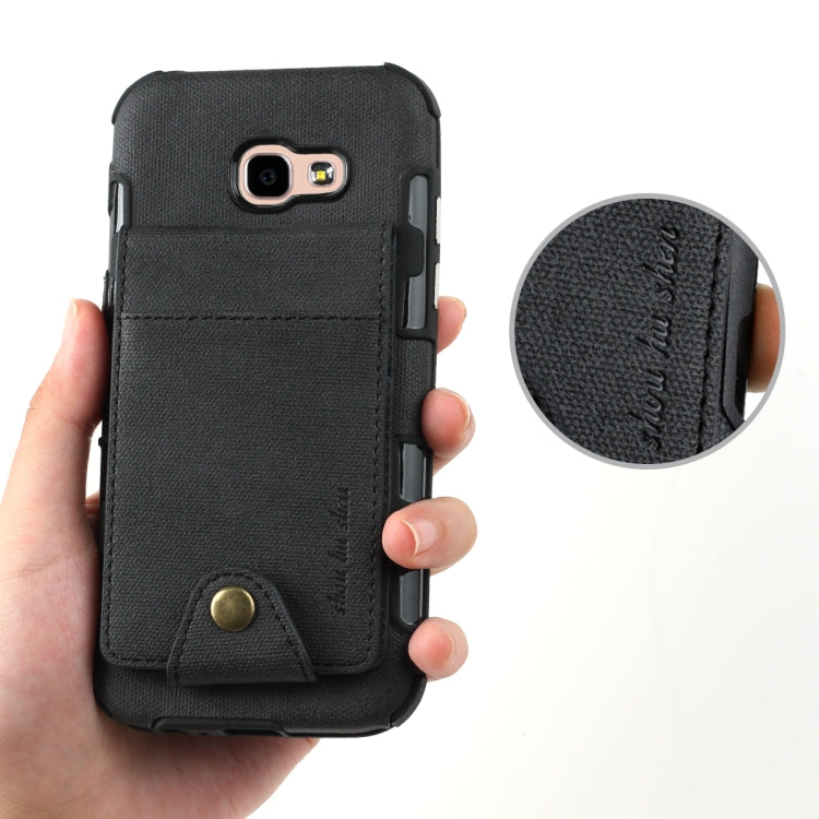 For Galaxy A5 (2017) Cloth Texture + TPU Shockproof Protective Case with Vertical Flip Card Slots