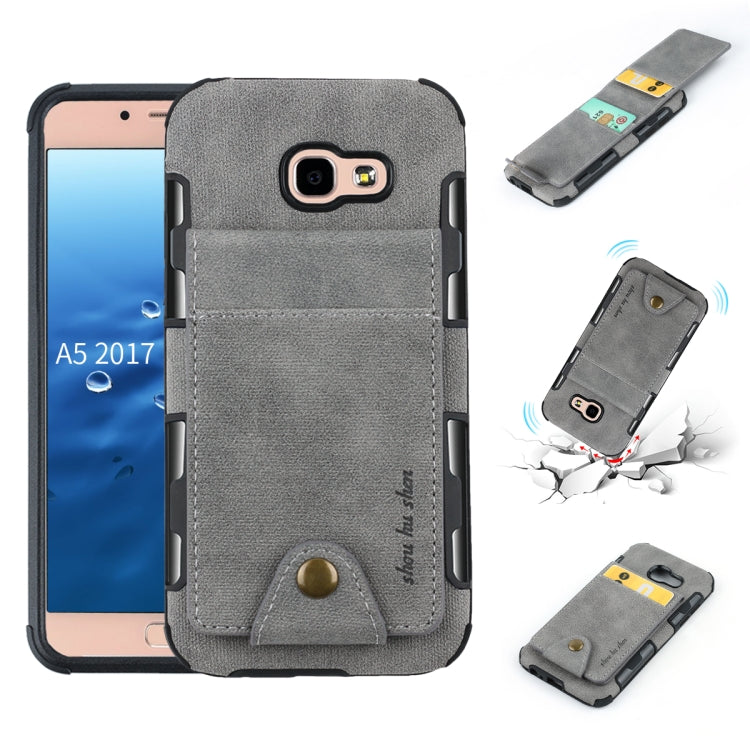 For Galaxy A5 (2017) Cloth Texture + TPU Shockproof Protective Case with Vertical Flip Card Slots