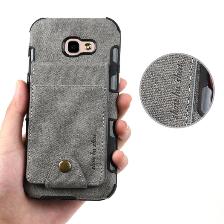 For Galaxy A5 (2017) Cloth Texture + TPU Shockproof Protective Case with Vertical Flip Card Slots