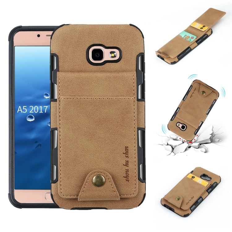 For Galaxy A5 (2017) Cloth Texture + TPU Shockproof Protective Case with Vertical Flip Card Slots