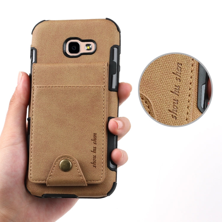 For Galaxy A5 (2017) Cloth Texture + TPU Shockproof Protective Case with Vertical Flip Card Slots