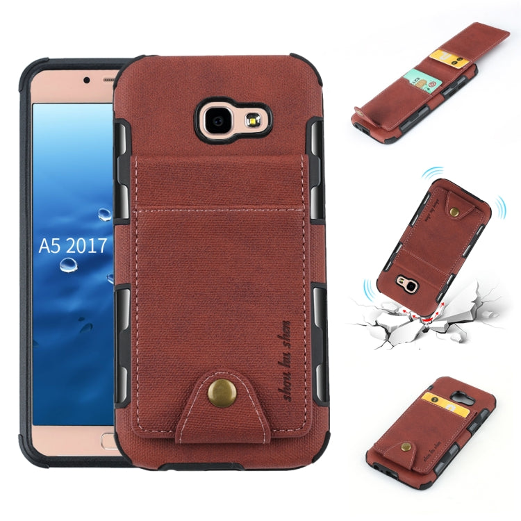 For Galaxy A5 (2017) Cloth Texture + TPU Shockproof Protective Case with Vertical Flip Card Slots