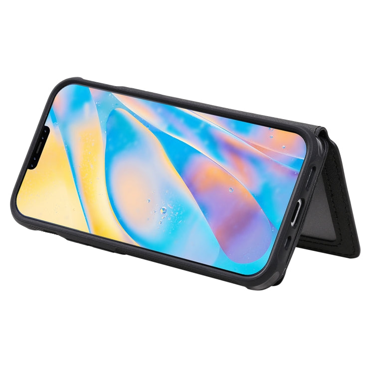 For iPhone 12 mini Zipper Shockproof Protective Case with Card Slots & Bracket & Photo Holder & Wallet Function