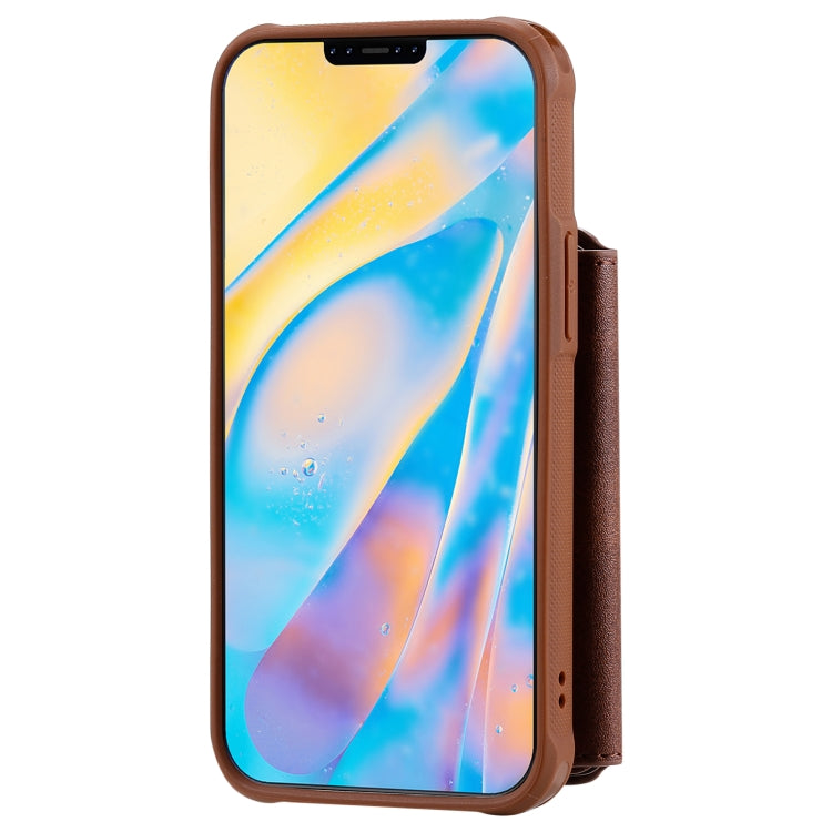 For iPhone 12 mini Zipper Shockproof Protective Case with Card Slots & Bracket & Photo Holder & Wallet Function