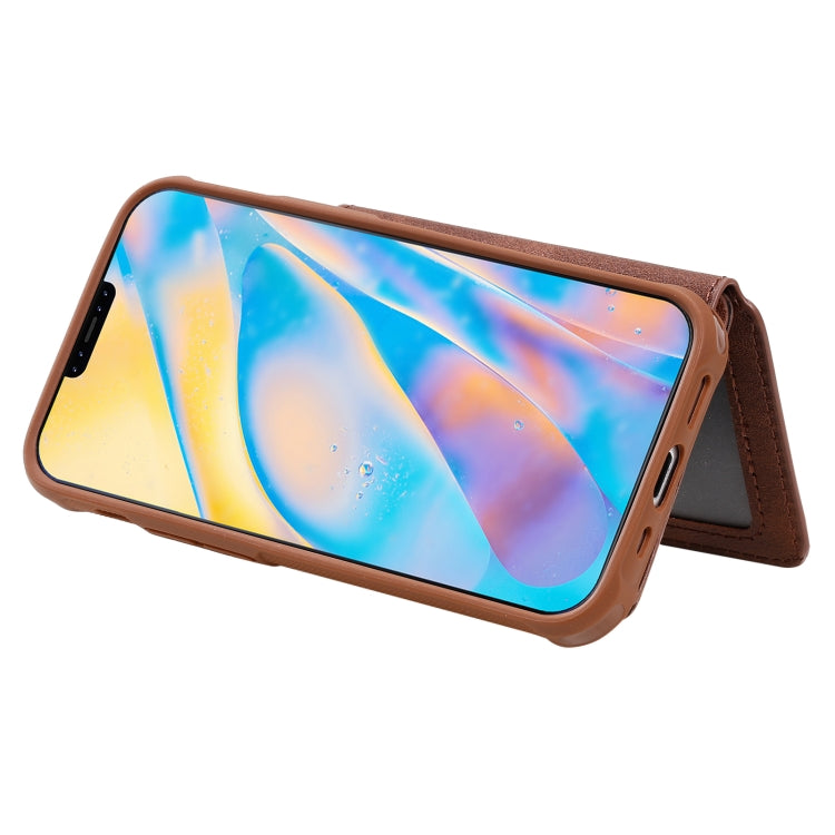 For iPhone 12 mini Zipper Shockproof Protective Case with Card Slots & Bracket & Photo Holder & Wallet Function