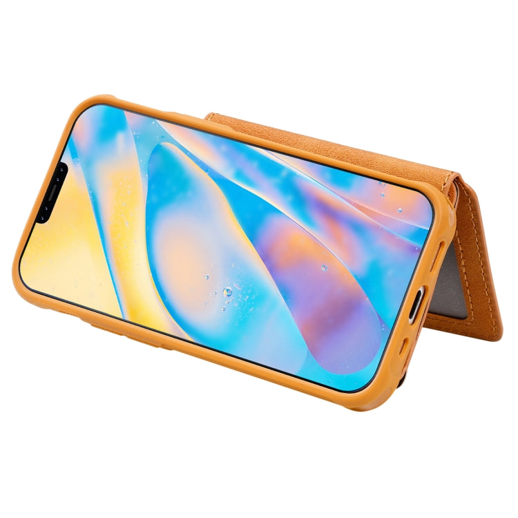 For iPhone 12 mini Zipper Shockproof Protective Case with Card Slots & Bracket & Photo Holder & Wallet Function