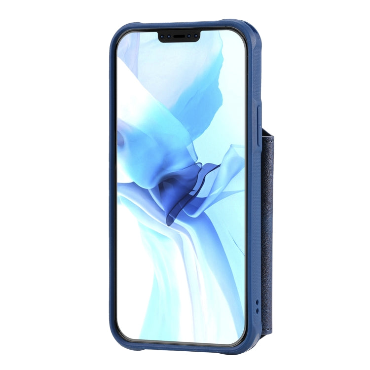 For iPhone 12 / 12 Pro Zipper Shockproof Protective Case with Card Slots & Bracket & Photo Holder & Wallet Function