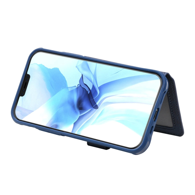 For iPhone 12 / 12 Pro Zipper Shockproof Protective Case with Card Slots & Bracket & Photo Holder & Wallet Function