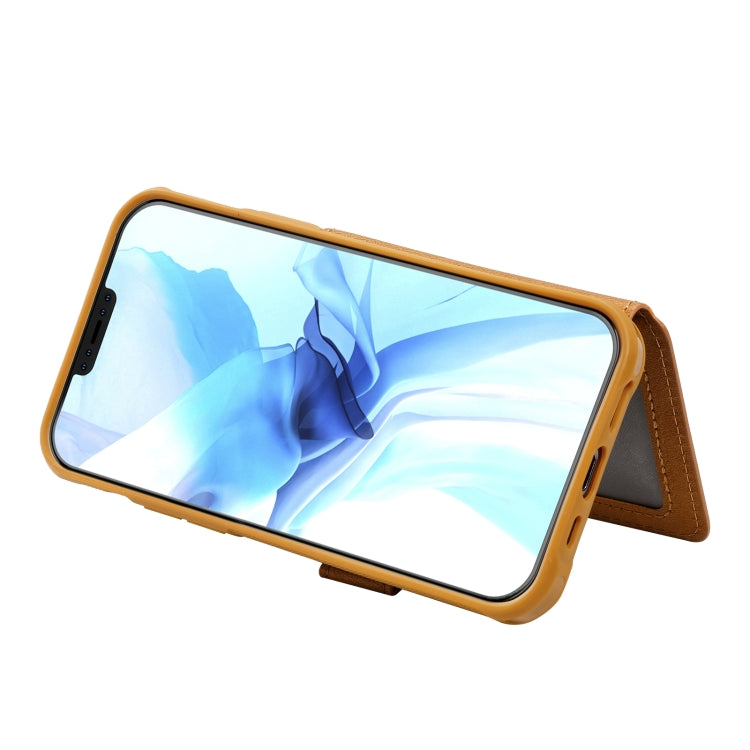 For iPhone 12 / 12 Pro Zipper Shockproof Protective Case with Card Slots & Bracket & Photo Holder & Wallet Function