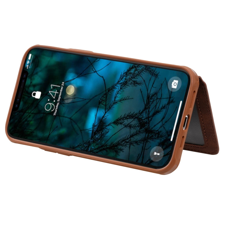 For iPhone 12 Pro Max Zipper Shockproof Protective Case with Card Slots & Bracket & Photo Holder & Wallet Function