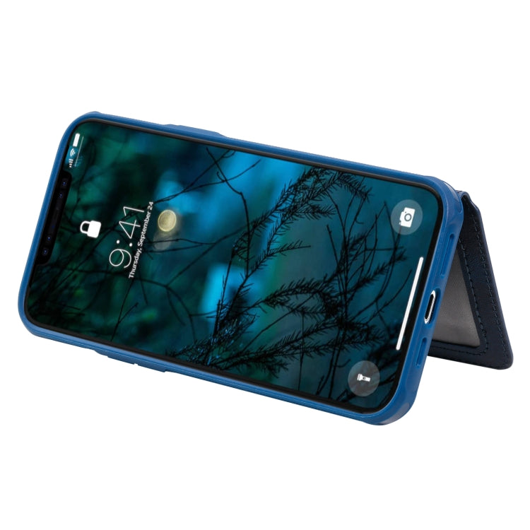 For iPhone 12 Pro Max Zipper Shockproof Protective Case with Card Slots & Bracket & Photo Holder & Wallet Function