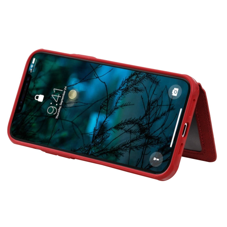 For iPhone 12 Pro Max Zipper Shockproof Protective Case with Card Slots & Bracket & Photo Holder & Wallet Function