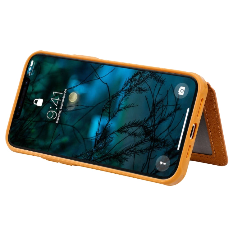 For iPhone 12 Pro Max Zipper Shockproof Protective Case with Card Slots & Bracket & Photo Holder & Wallet Function
