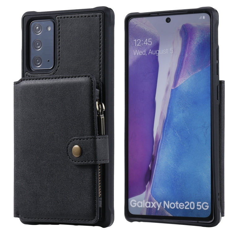 Zipper Shockproof Protective Case with Card Slots & Bracket & Photo Holder & Wallet Function For Samsung Galaxy Note20