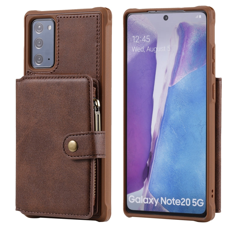 Zipper Shockproof Protective Case with Card Slots & Bracket & Photo Holder & Wallet Function For Samsung Galaxy Note20