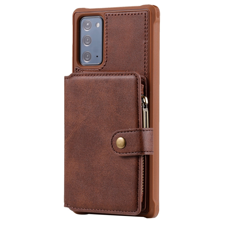 Zipper Shockproof Protective Case with Card Slots & Bracket & Photo Holder & Wallet Function For Samsung Galaxy Note20