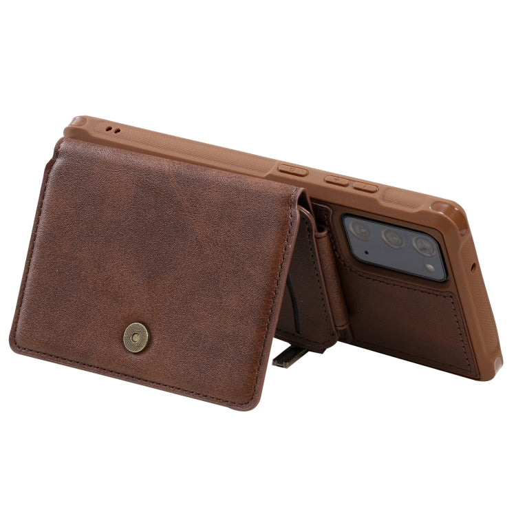 Zipper Shockproof Protective Case with Card Slots & Bracket & Photo Holder & Wallet Function For Samsung Galaxy Note20