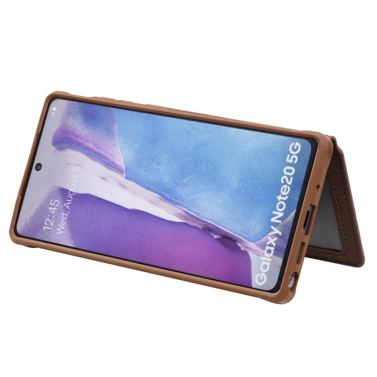 Zipper Shockproof Protective Case with Card Slots & Bracket & Photo Holder & Wallet Function For Samsung Galaxy Note20