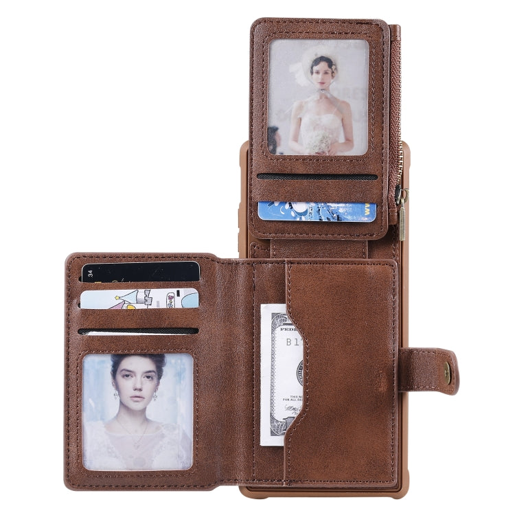 Zipper Shockproof Protective Case with Card Slots & Bracket & Photo Holder & Wallet Function For Samsung Galaxy Note20