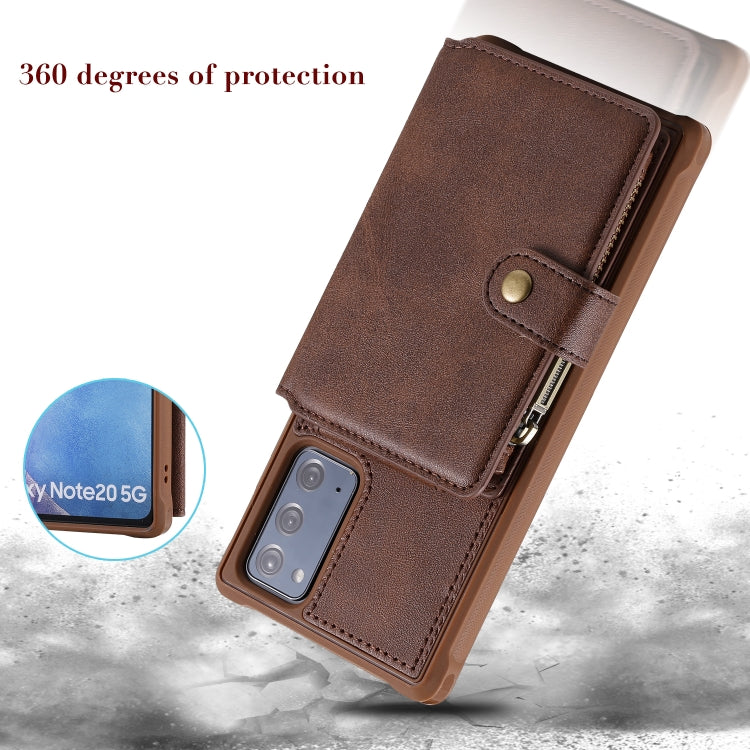 Zipper Shockproof Protective Case with Card Slots & Bracket & Photo Holder & Wallet Function For Samsung Galaxy Note20