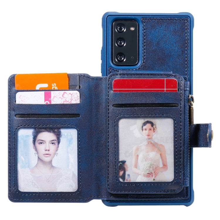 Zipper Shockproof Protective Case with Card Slots & Bracket & Photo Holder & Wallet Function For Samsung Galaxy Note20