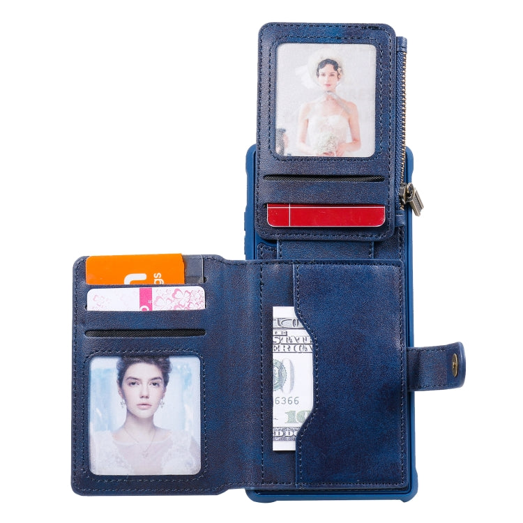 Zipper Shockproof Protective Case with Card Slots & Bracket & Photo Holder & Wallet Function For Samsung Galaxy Note20