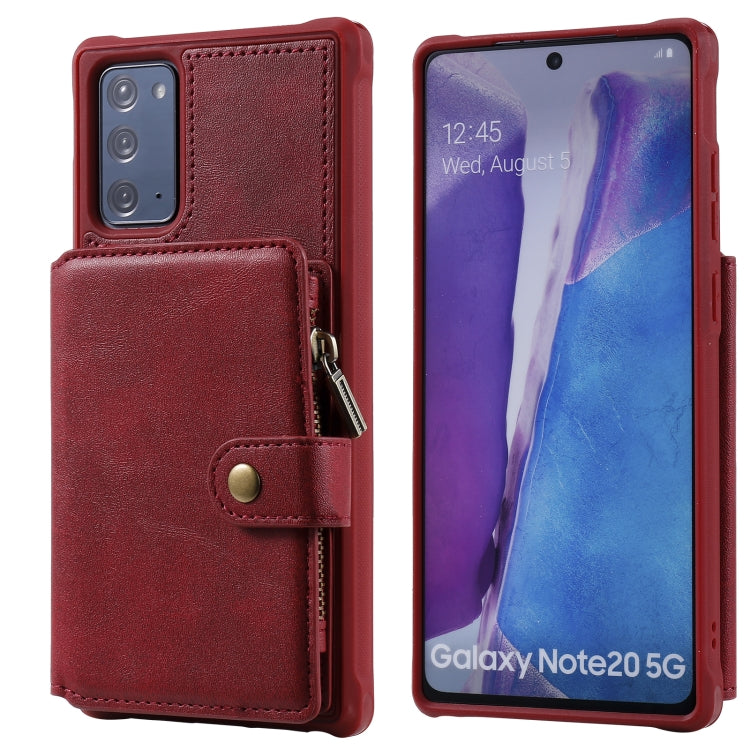 Zipper Shockproof Protective Case with Card Slots & Bracket & Photo Holder & Wallet Function For Samsung Galaxy Note20