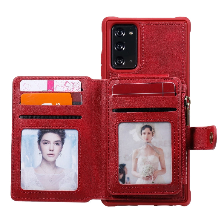 Zipper Shockproof Protective Case with Card Slots & Bracket & Photo Holder & Wallet Function For Samsung Galaxy Note20