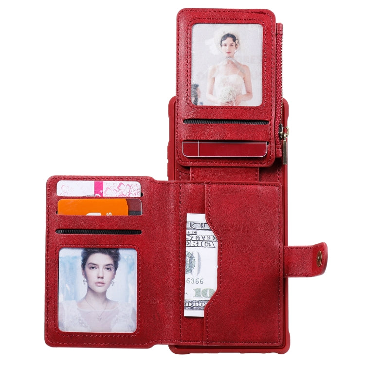 Zipper Shockproof Protective Case with Card Slots & Bracket & Photo Holder & Wallet Function For Samsung Galaxy Note20
