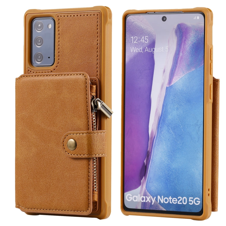 Zipper Shockproof Protective Case with Card Slots & Bracket & Photo Holder & Wallet Function For Samsung Galaxy Note20