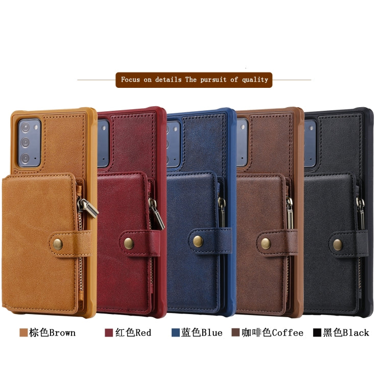 Zipper Shockproof Protective Case with Card Slots & Bracket & Photo Holder & Wallet Function For Samsung Galaxy Note20