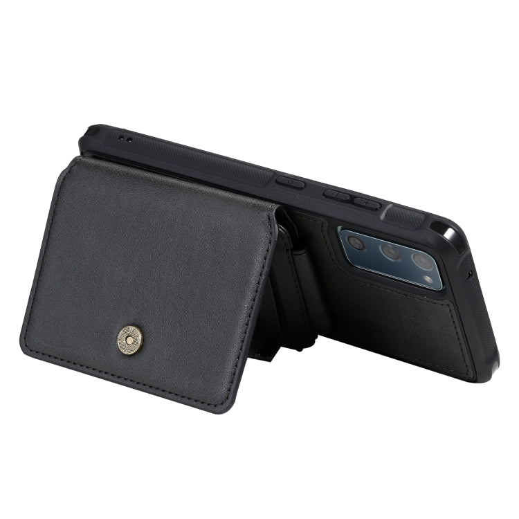 Zipper Shockproof Protective Case with Card Slots & Bracket & Photo Holder & Wallet Function For Samsung Galaxy S20 FE 5G