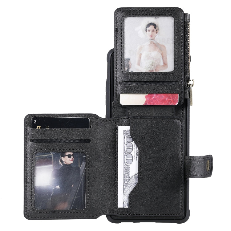 Zipper Shockproof Protective Case with Card Slots & Bracket & Photo Holder & Wallet Function For Samsung Galaxy S20 FE 5G