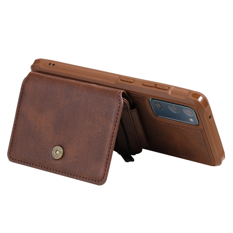 Zipper Shockproof Protective Case with Card Slots & Bracket & Photo Holder & Wallet Function For Samsung Galaxy S20 FE 5G