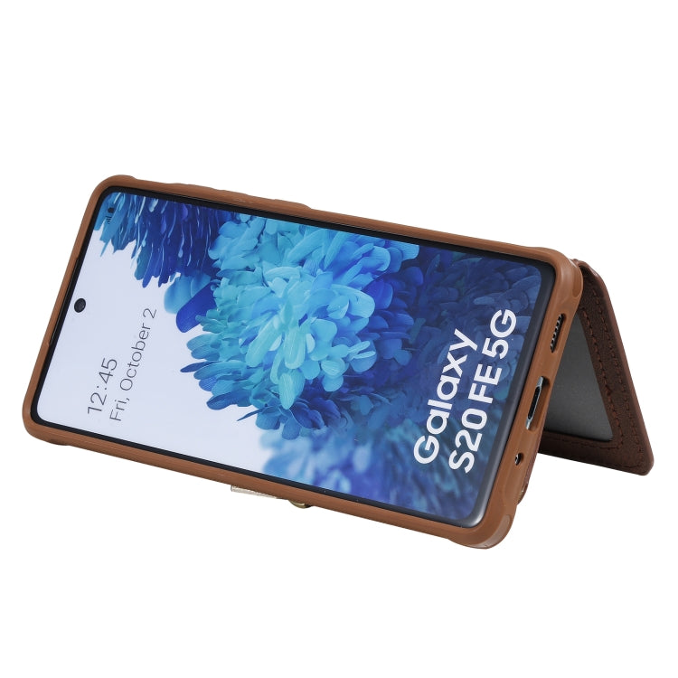 Zipper Shockproof Protective Case with Card Slots & Bracket & Photo Holder & Wallet Function For Samsung Galaxy S20 FE 5G