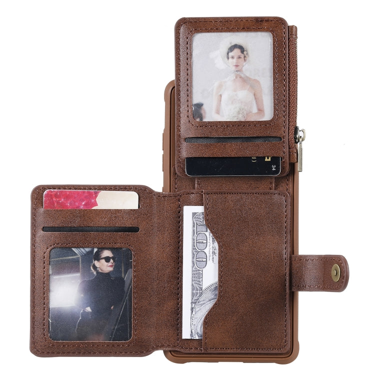 Zipper Shockproof Protective Case with Card Slots & Bracket & Photo Holder & Wallet Function For Samsung Galaxy S20 FE 5G
